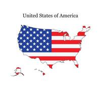 USA Flag in Map, map isolated on United states flag. vector