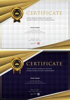 Landscape diploma, award template with a three-layer gold frame on the top left vector
