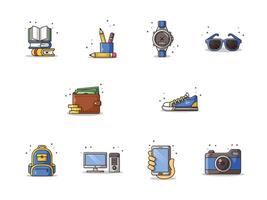 A pack of Daily Objects Cartoon Illustration. vector