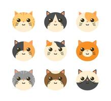 kawaii cat drawing set vector