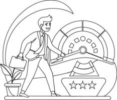 Push skill level credit score or increase performance improvement line art vector
