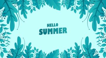 hello summer background with leaves vector