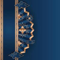 an oriental style background with a blue and gold design vector