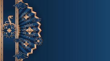 a blue background with a gold design vector