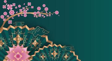 chinese new year background with paper cut art style vector
