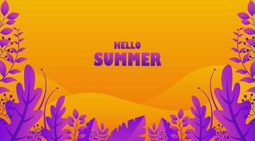 a purple background with the words hello summer vector