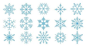 Blue Snowflake winter set collection vector
