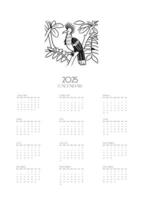 2025 calendar Minimal simple line art vector