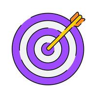 Target with arrow Icon Illustration with bright colour palette in flat design style for Business and Office theme design. vector