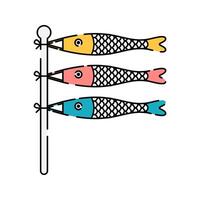 Koinobori Carp Streamers Icon Illustration with soft colour palette in flat design style Perfect for cultural designs and illustrations. vector