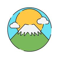 Mount Fuji Icon Illustration with soft colour palette in flat design style Perfect for cultural designs and illustrations. vector