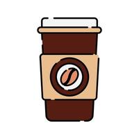 Takeaway coffee cup Icon Illustration with bright colour palette in flat design style Ideal for cafe branding, menus, and coffee-themed designs. vector