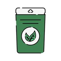 Tea bag package Icon Illustration with bright colour palette in flat design style Ideal for cafe branding, menus, and coffee-themed designs. vector