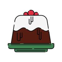 Whole cake with cherries Icon Illustration with bright colour palette in flat design style Ideal for cafe branding, menus, and coffee-themed designs. vector