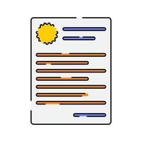 Certificate document Icon Illustration with bright colour palette in flat design style for Business and Office theme design. vector