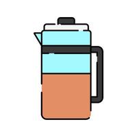 French press Icon Illustration with bright colour palette in flat design style Ideal for cafe branding, menus, and coffee-themed designs. vector