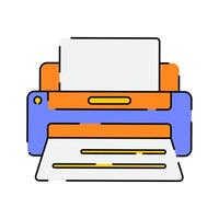 Printer Icon Illustration with bright colour palette in flat design style for Business and Office theme design. vector