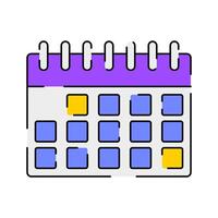 Calendar Icon Illustration with bright colour palette in flat design style for Business and Office theme design. vector