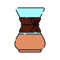 Pour over coffee brewer Icon Illustration with bright colour palette in flat design style Ideal for cafe branding, menus, and coffee-themed designs. vector