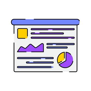 presentación tablero icono ilustración con brillante color paleta en plano diseño estilo para negocio y oficina tema diseño. vector