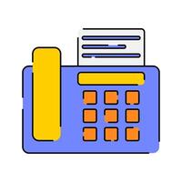 Fax machine Icon Illustration with bright colour palette in flat design style for Business and Office theme design. vector