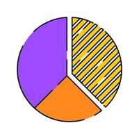 Pie chart Icon Illustration with bright colour palette in flat design style for Business and Office theme design. vector