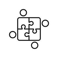 Teamwork icon with jigsaw puzzle and people vector
