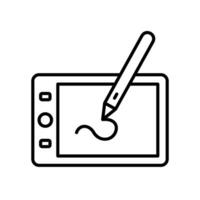 Graphic tablet icon with stylus pen vector