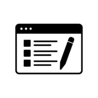 Survey icon on website page with task list and pen vector