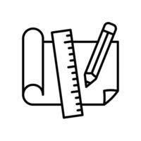Project icon with blueprint paper, pencil and ruler vector