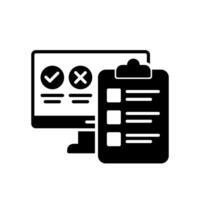 Computer testing icon with task list on clipboard vector