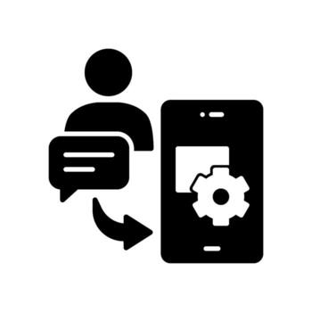 en demanda icono con personas ordenando en teléfono inteligente aplicación vector