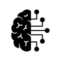 Smart technology icon with brain and electronic circuits vector