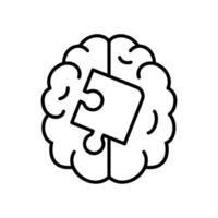 Design thinking icon with brain and puzzle vector
