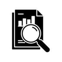 Analytics icon with data file and magnifying glass vector