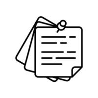 Sticky notes icon with message and paper pin vector