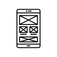 Design wireframe icon for smartphone app layout vector