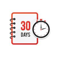 30 Day Money Back design with clock vector