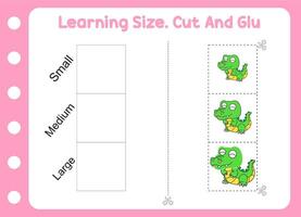 learning size , cut and glue animal . little alligator . vector