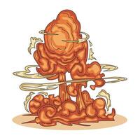 cartoon illustration of a powerful explosion from a bomb or nuclear bomb vector