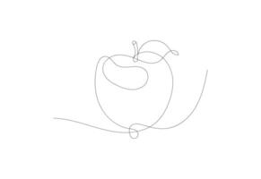 Continuous line art Apple design. Fruits concept continuous line art, illustration vector