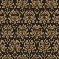 Seamless Damask Baroque Vintage Pattern On Black Background vector