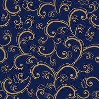 Seamless Swirls Scroll Pattern On Blue Background vector