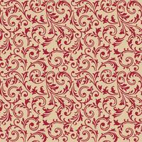 Seamless Red Swirl Scroll Pattern On Natural Background vector