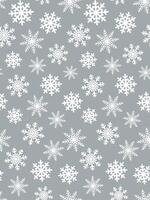 Seamless Christmas White Snowflakes Pattern On Gray Background vector