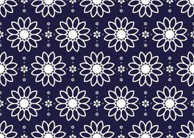 Seamless white Lotus blooming design on dark blue background, ethnic fabric seamless pattern, design for cloth, carpet, batik, wallpaper, wrapping etc. vector