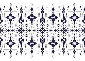 Dark bule geometric ethnic fabric seamless pattern thai style on White background, design for cloth, carpet, batik, wallpaper, wrapping etc. vector