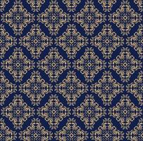 Seamless Damask Baroque Pattern On Blue Background vector