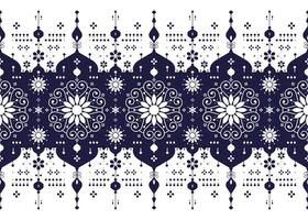 geometric and mandalas ethnic fabric seamless pattern, blue and white color, design for cloth, carpet, batik, wallpaper, wrapping etc. vector