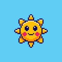Pixel art Smiling Sun game asset design vector